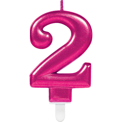 Bougie 2 ans rose 8cm