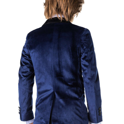 Blazer en velours bleu foncé Garçon <tc>OppoSuits</tc>