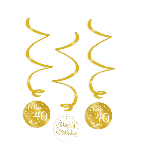 Décoration suspendue 40 ans Joyeux anniversaire 17cm 3pcs