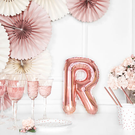 Ballon de baudruche Lettre R Or Rose Vide 35cm