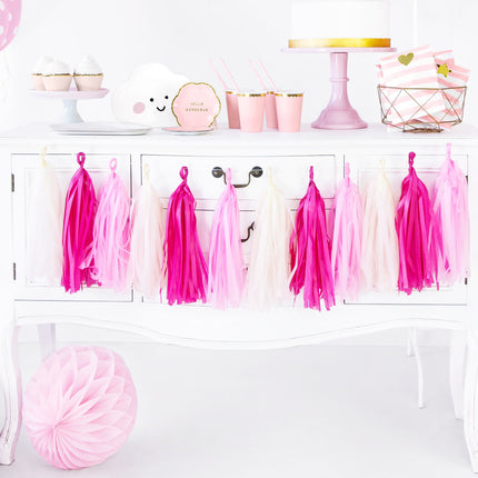 Guirlande de pompons rose 2m