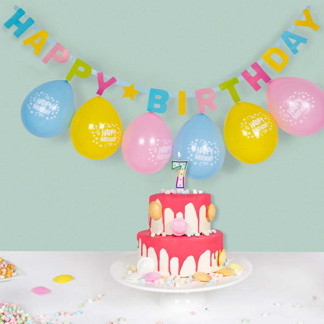 Guirlande de lettres Happy Birthday colorées 1.5m