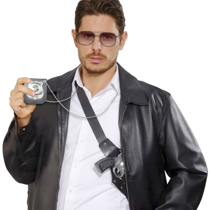 Collier de police en argent noir