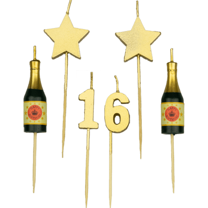 Bougies 16 ans Champagne 17.5cm