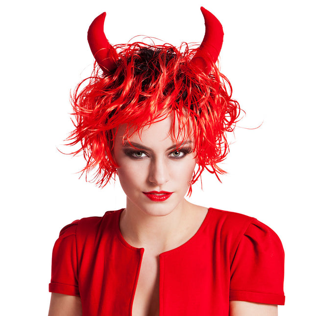 Perruque d'Halloween bouclée rouge