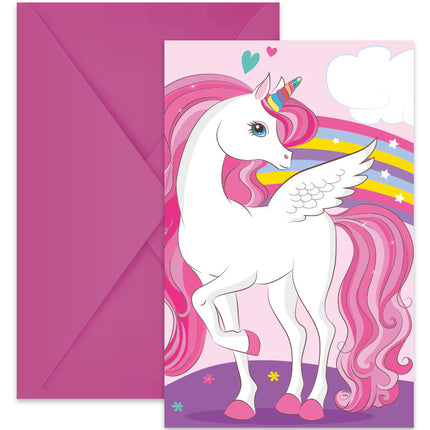Invitation Licorne Arc-en-ciel 6 pièces