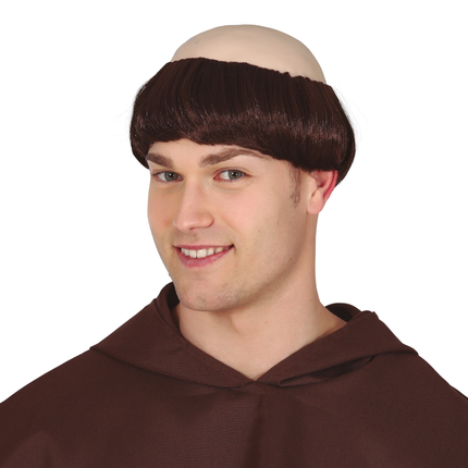 Perruque brune demi-chauve