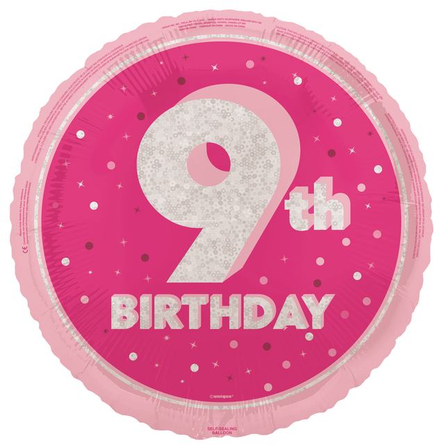 9 ans Ballon à l'hélium rose vide 45cm