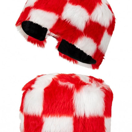 Bonnet de fourrure Rouge Blanc Bloqué