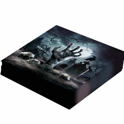 Serviettes de table pour le cimetière d'Halloween 33cm 12pcs