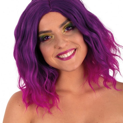 Perruque Alicia Half Long With Wave Purple to Pink