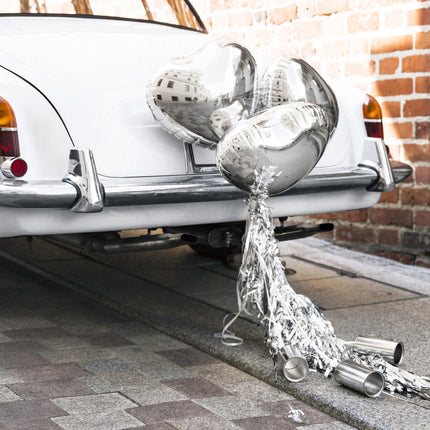 Set de décoration de voiture Coeurs de mariage Argent