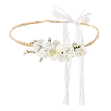 Bandeau à fleurs noeud blanc