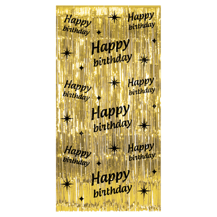 Rideau de porte Joyeux Anniversaire Or Noir