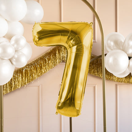 7 Year Figure Balloon Gold Empty 72cm