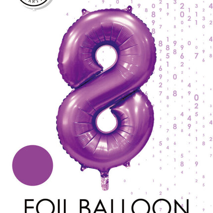 Ballon numéro violet 8 ans brillant 86cm