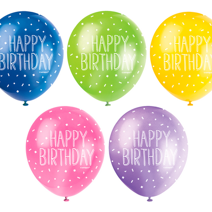 Ballons Happy Birthday Dots 30cm 5pcs