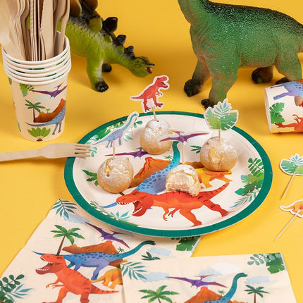 Assiettes Dino colorées 23cm 8pcs
