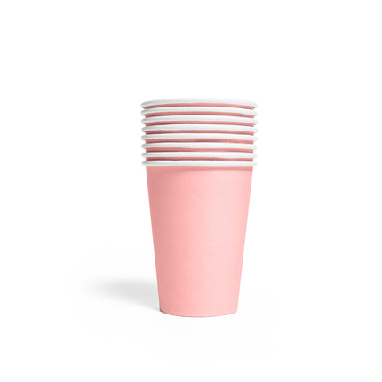 Gobelets roses en papier 210ml 8pcs