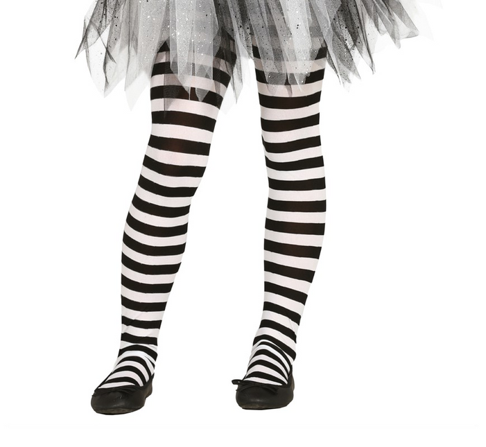 Collant d'Halloween Enfant Noir Blanc Rayé