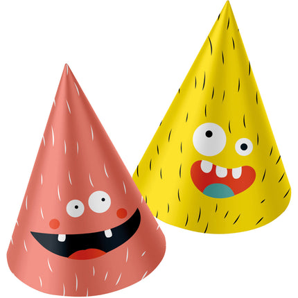 Chapeaux de fête pour monstres en papier Bash 6pcs