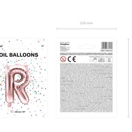 Ballon de baudruche Lettre R Or Rose Vide 35cm