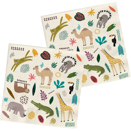 Serviettes de table Animaux 33cm 20pcs