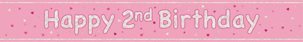 Bannière Happy Birthday rose clair 2 ans 2.74m