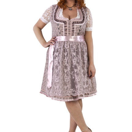 Robe Dirndl rose Oktoberfest Femme 2 pièces