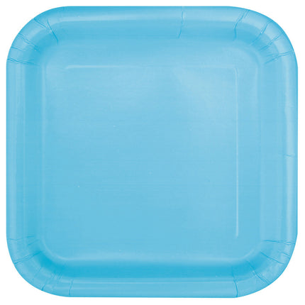 Assiettes bleues claires carrées 17.5cm 16pcs