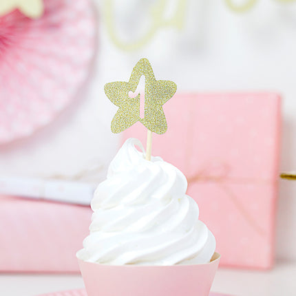 Cake Toppers 1 Year Gold 6pcs