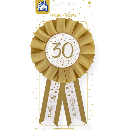Rosette 30 ans or blanc 14cm