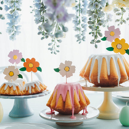 Décor de gâteau Fleurs Mix 13cm 8pcs