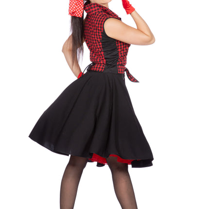 Rock N Roll 50S Robe Noir Rouge Dames