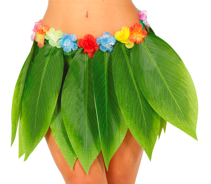 Jupe Hawaï Feuilles 38cm