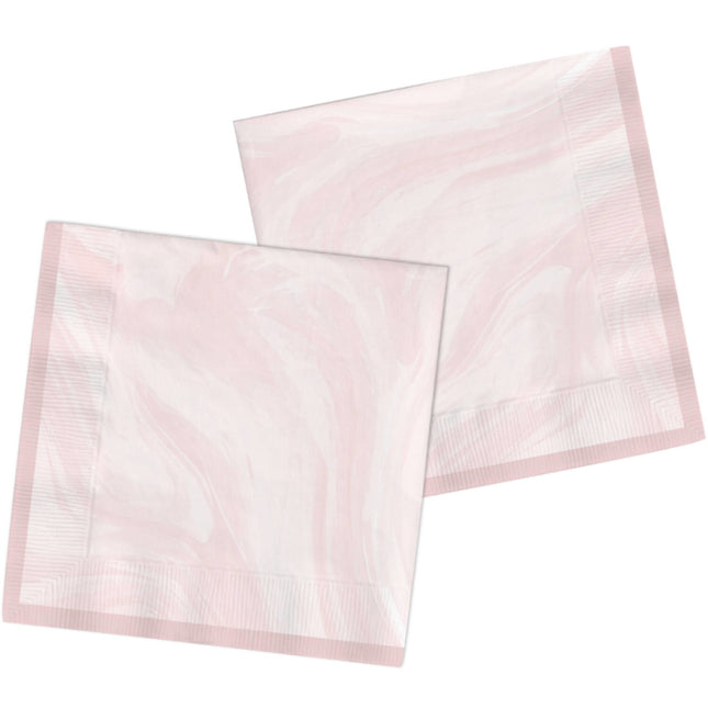 Serviettes de table roses Marbre 33cm 20pcs