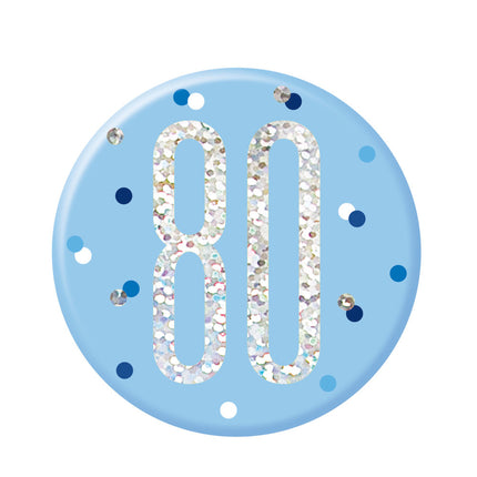 Bouton 80 ans bleu 7cm
