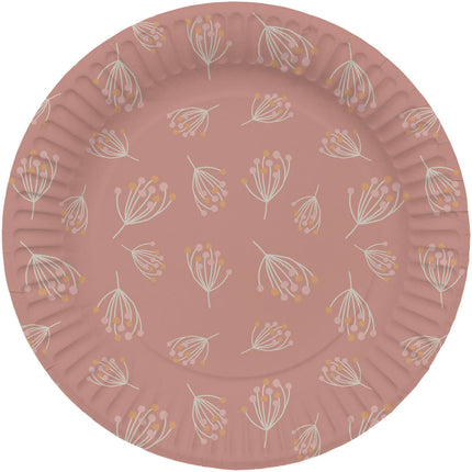 Assiettes Fleurs Rose 23cm 8pcs
