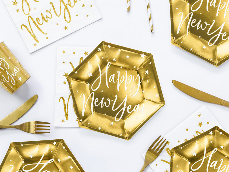 Assiettes Bonne Année Or 20cm 6pcs