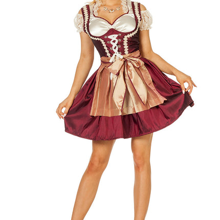 Bordeaux Red Dirndl Dress Oktoberfest Ladies