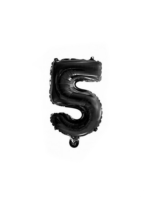 Ballon de baudruche Figure 5 Noir 41cm avec paille