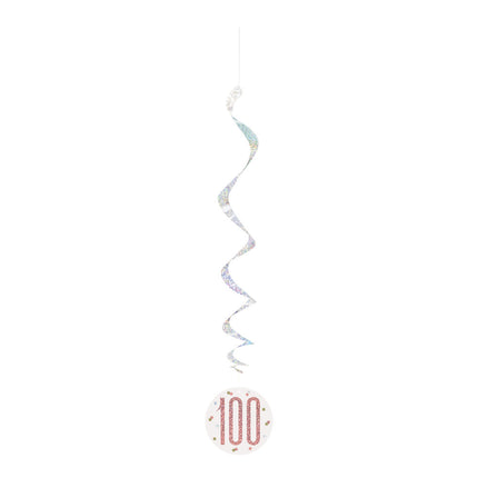 Décoration suspendue 100 ans or rose 81cm 6pcs