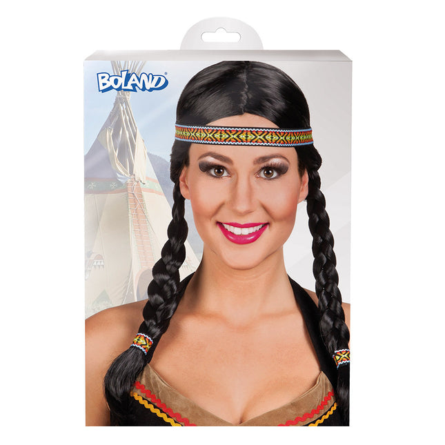Perruque noire Kewanee avec bandeau