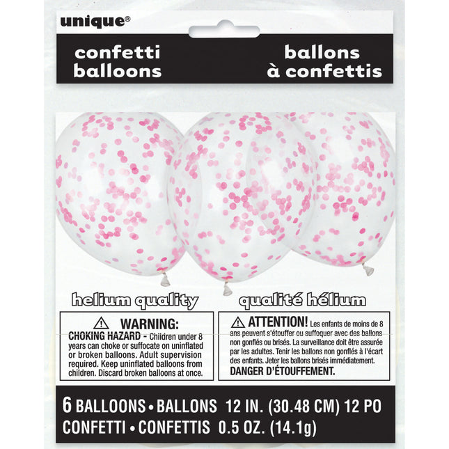 Ballons Confetti Rose 40cm 6pcs