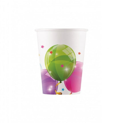 Gobelets Ballons colorés 200ml 8pcs