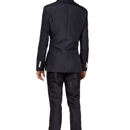Gangster Pinstripe Black Suit Men <tc>Suitmeister</tc>