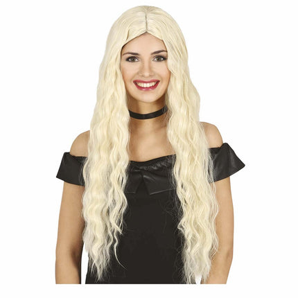 Perruque blonde ondulée