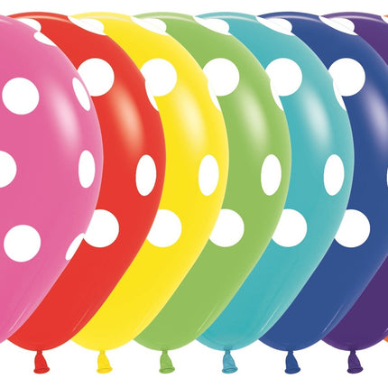 Ballons de baudruche Mélange de pois blancs 30cm 25pcs
