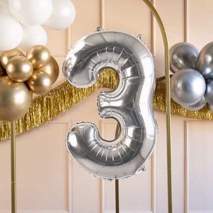 3 Year Figure Balloon Silver Empty 72cm