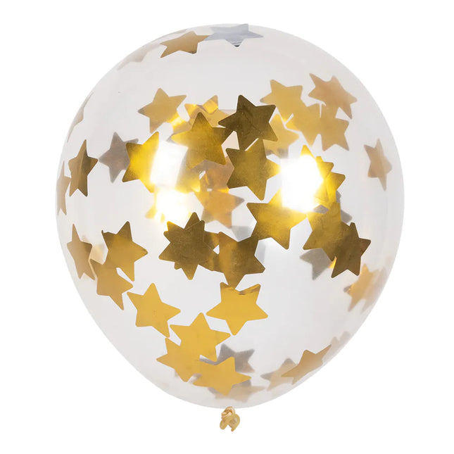 Ballons confettis étoiles or 30cm 5pcs